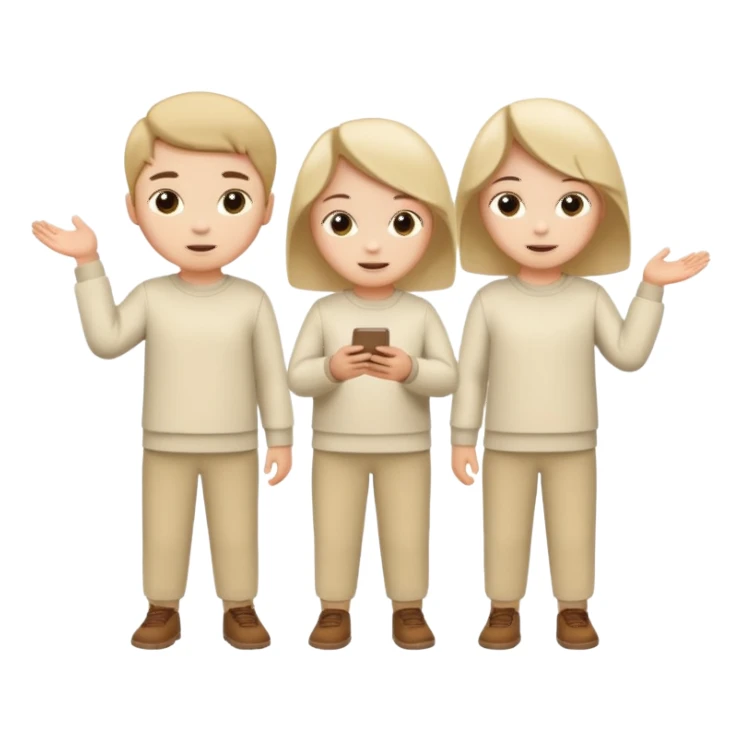 Chaos with children in beige and white clothes  sticker
