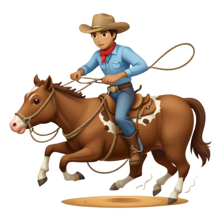 Man on horse roping a cow sticker