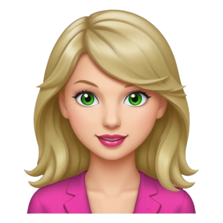 Smiling taylor swift with green eyes long hair pink lips sticker