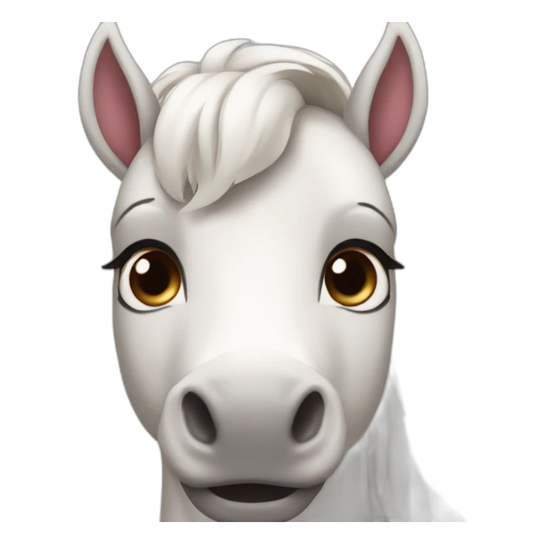 White horse pink nose bleu eyes brown ears sticker