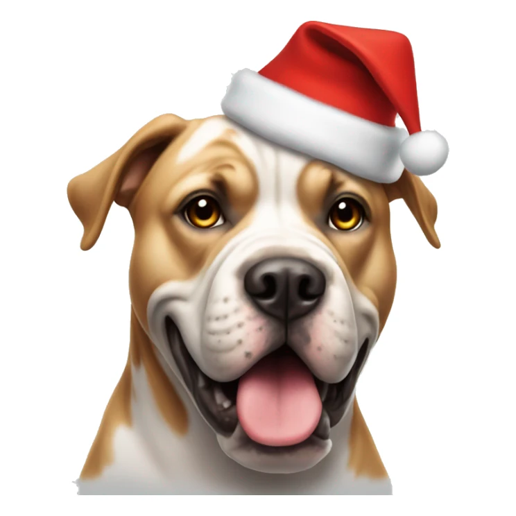 XL BULLY dog wearing Christmas hat sticker
