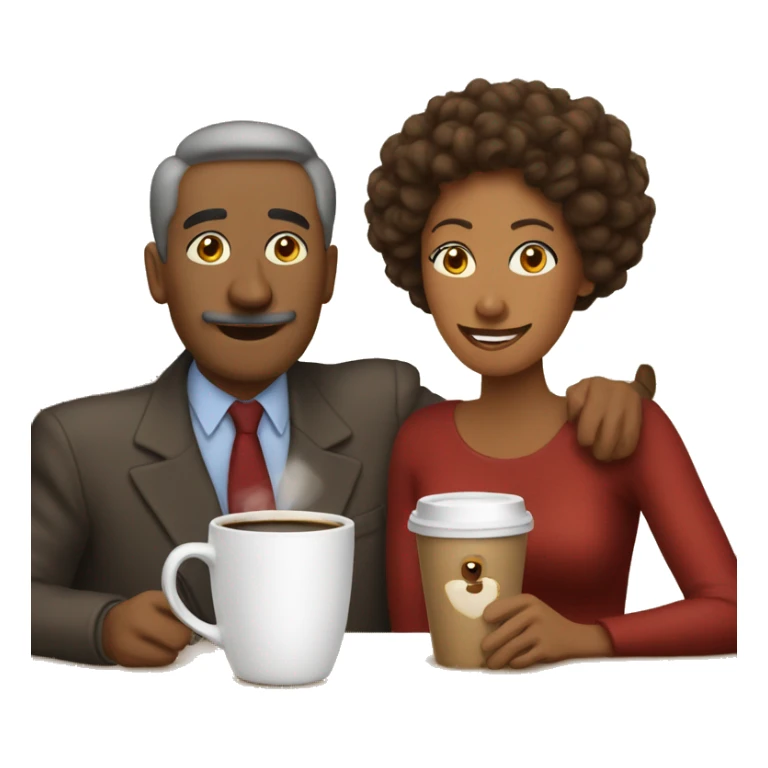 Brown mom tan dad drinking coffee on christmas sticker