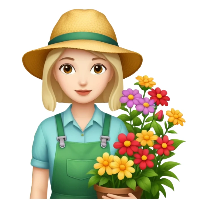 female gardener flower  sticker