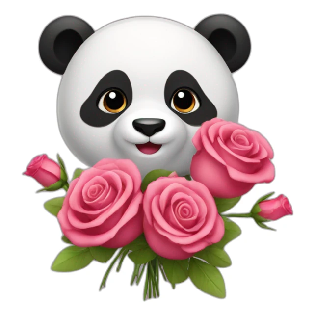 panda roux avec un bouquet de rose sticker