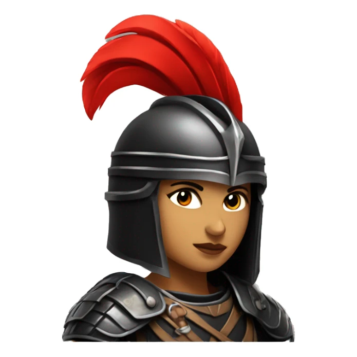 Fantasy spartan warrior female wearing detailed black armor with a red plumed helmet
 sticker