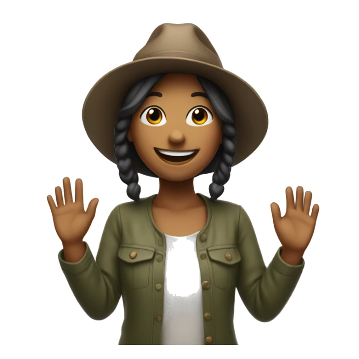 happy girl with hat and hands up sticker