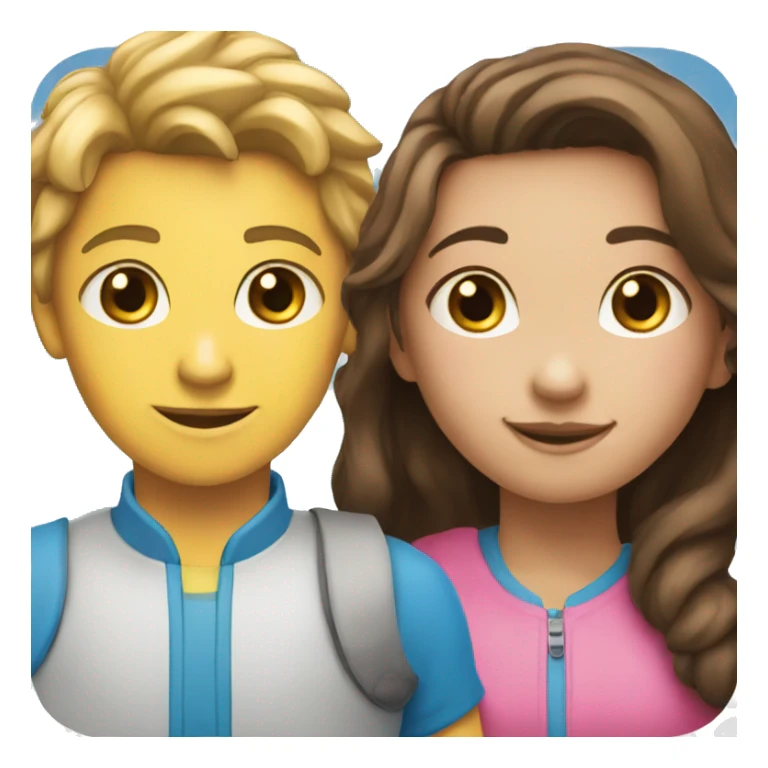 The girl on the left is pink, the boy on the right is blue is blue sticker