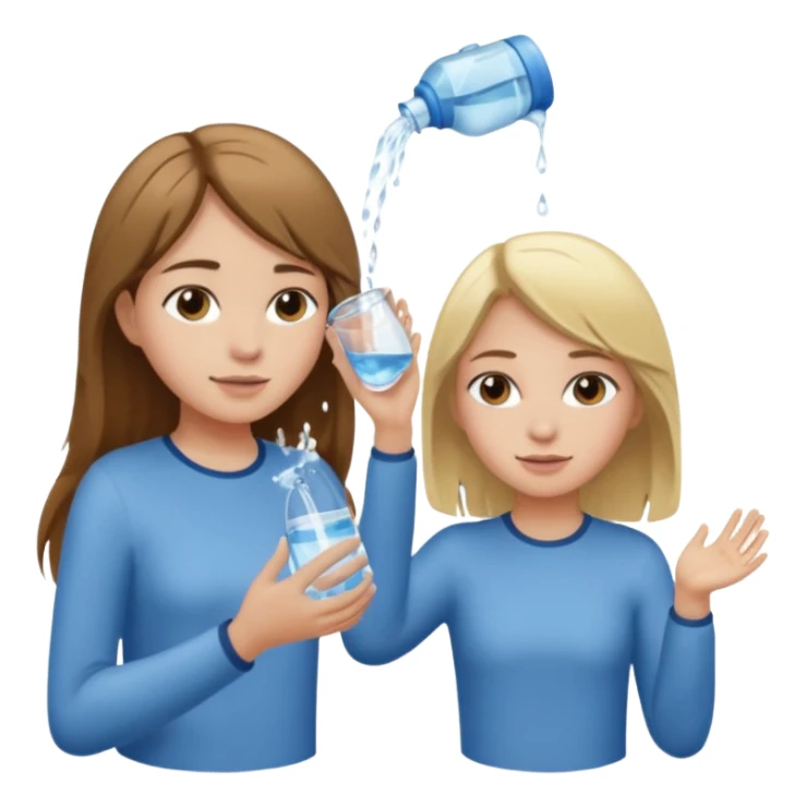 una chica soltando encima de la cabeza de otra chica sticker