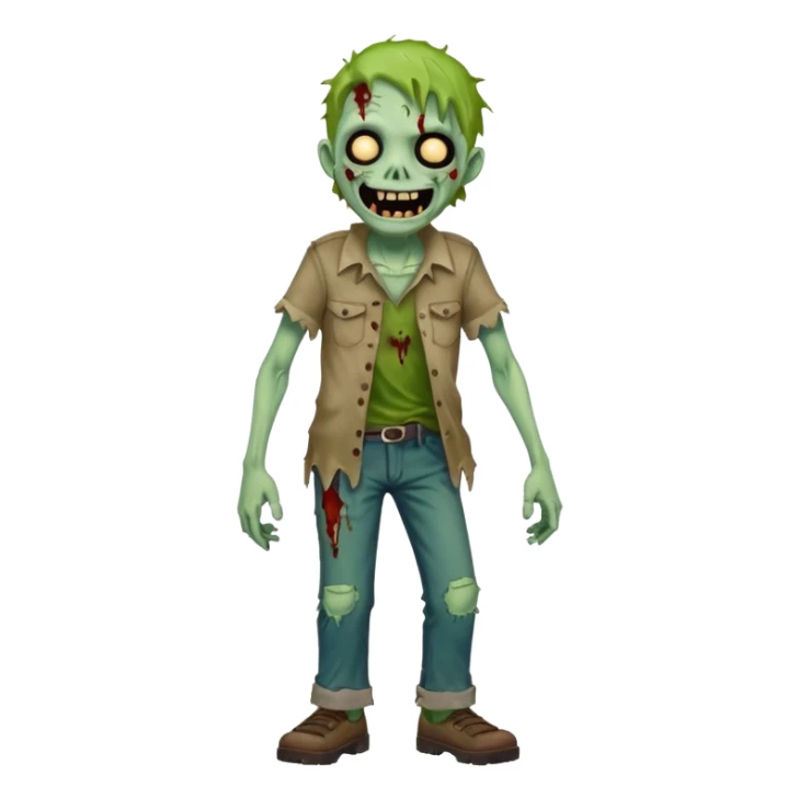 A cute, cheerful zombie is laughing at full length sticker