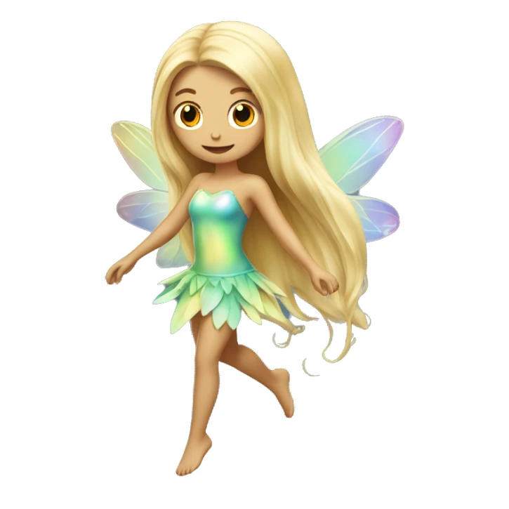 Iridescent fairy flying long hair blonde full body sticker