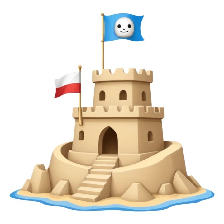 chibi style Sandcastle with Flag, no face, cute, sticker sticker