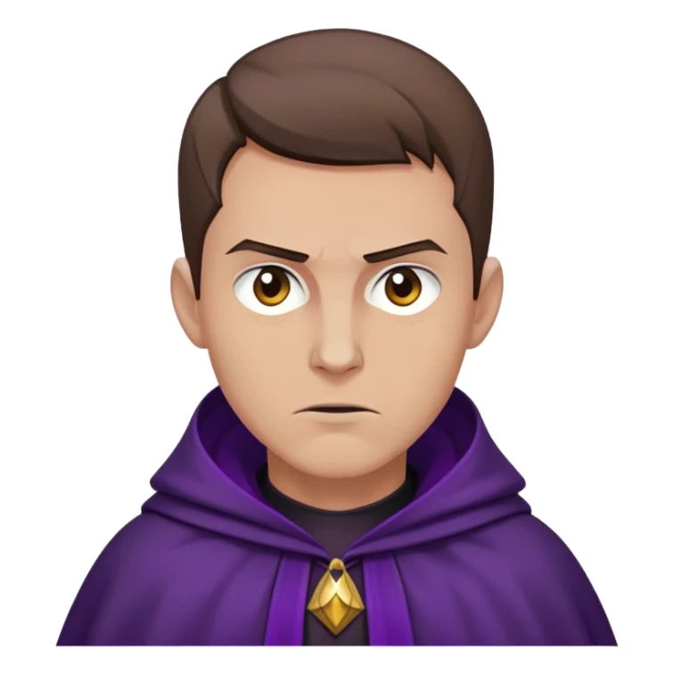 Amycus Carrow in harry potter, a man thin, brown hair, crew cut hair, look evil, dark purple cloak sticker