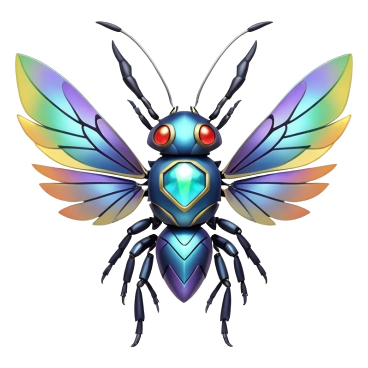 Elemental steel-bug-type magical colorful exotic animesque Pokémon-Fakémon-animal-creature sticker