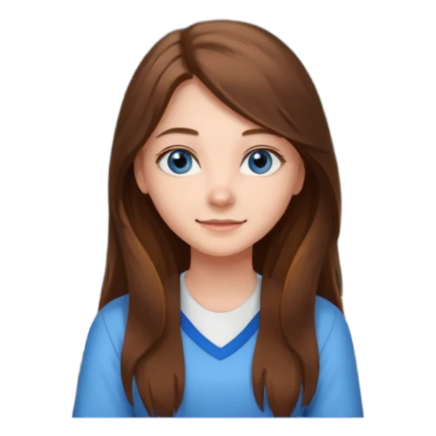 high school class room with a pretty female high school student with long brown hair, blue eyes sitting in front of the blackboard sticker