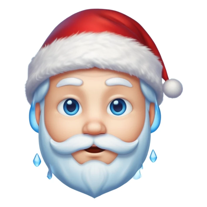 Fantasy human portrait emoji, Santa Claus hat slightly frosted, icy winter face with red candlelight reflection in eyes, cold blue lighting, subtle festive contrast, emotional minimalism, clean readable emoji style, male/female variant
 sticker