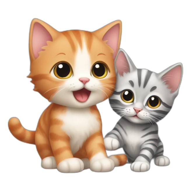 small red kitten playing with slightly bigger grey striped kitten sticker