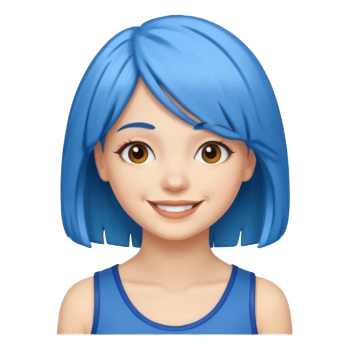 blue hair wig white girl sticker