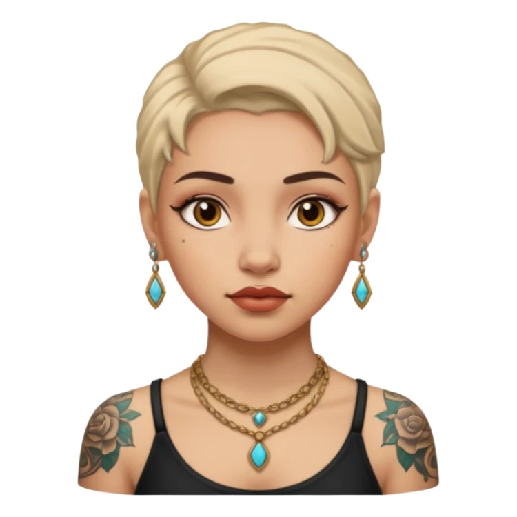 ancient girl Tattooed, not wearing necklace sticker