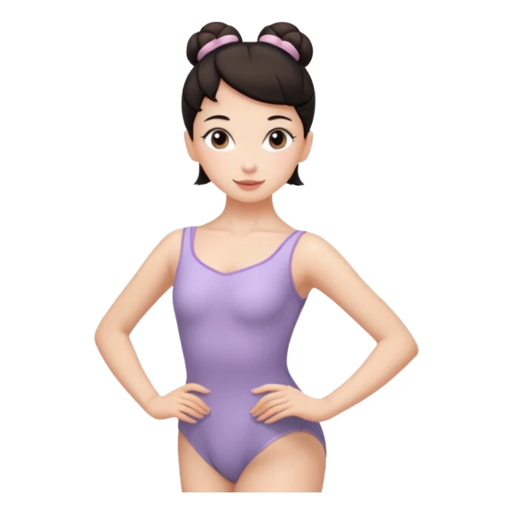 white girl with one ballet bun, dark hair,  sticker