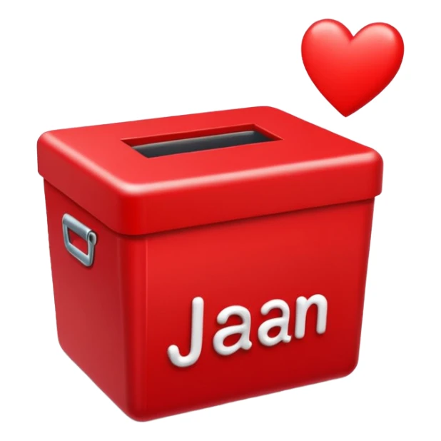 JAAN in bold letters in a red box with hearts  sticker