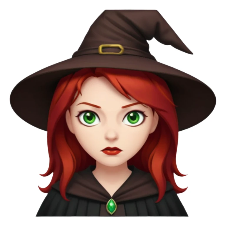 Dark blood Red haired witch. Green eyes annoyed. sticker
