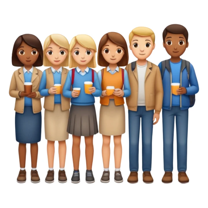 people standing in line of a school canteen sticker