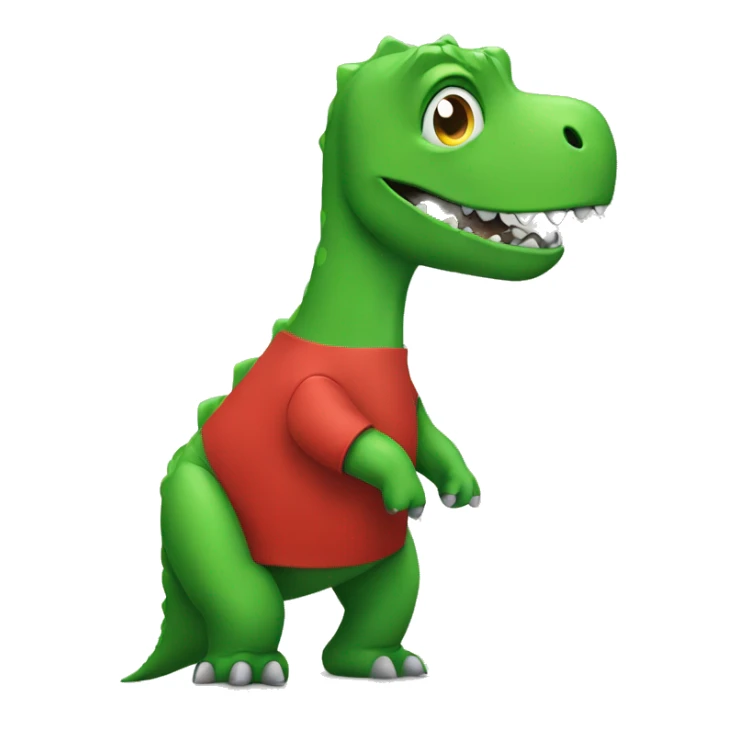 green dinosaur wearing a red t-shirt sticker
