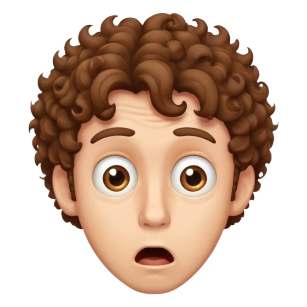 shocked striking man with brown curly hair sticker