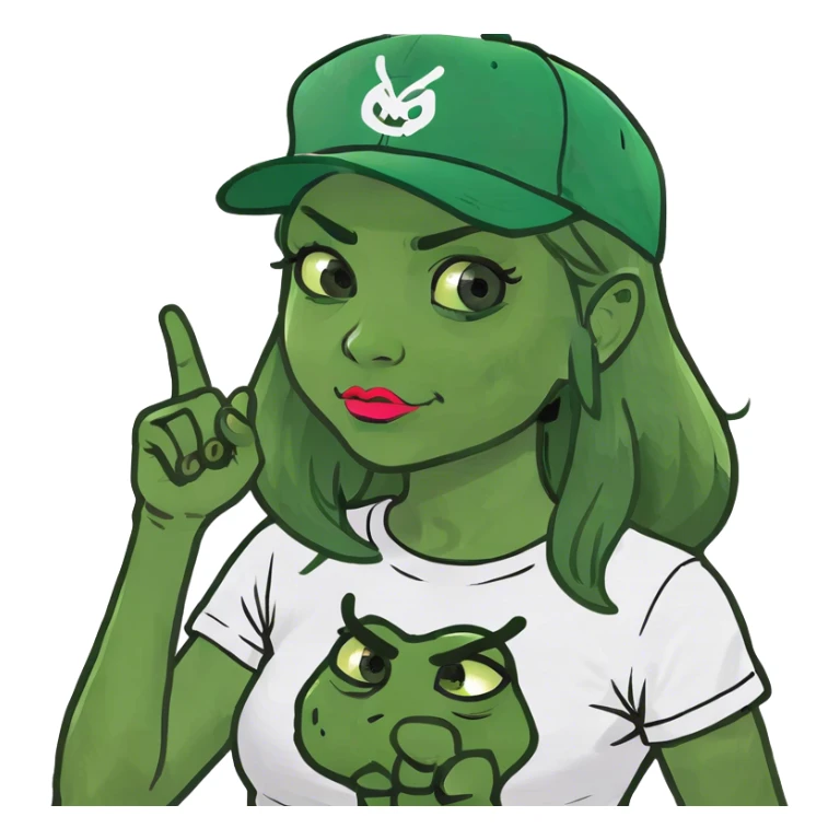 Girl with arms in finger guns pointing at ears sticker