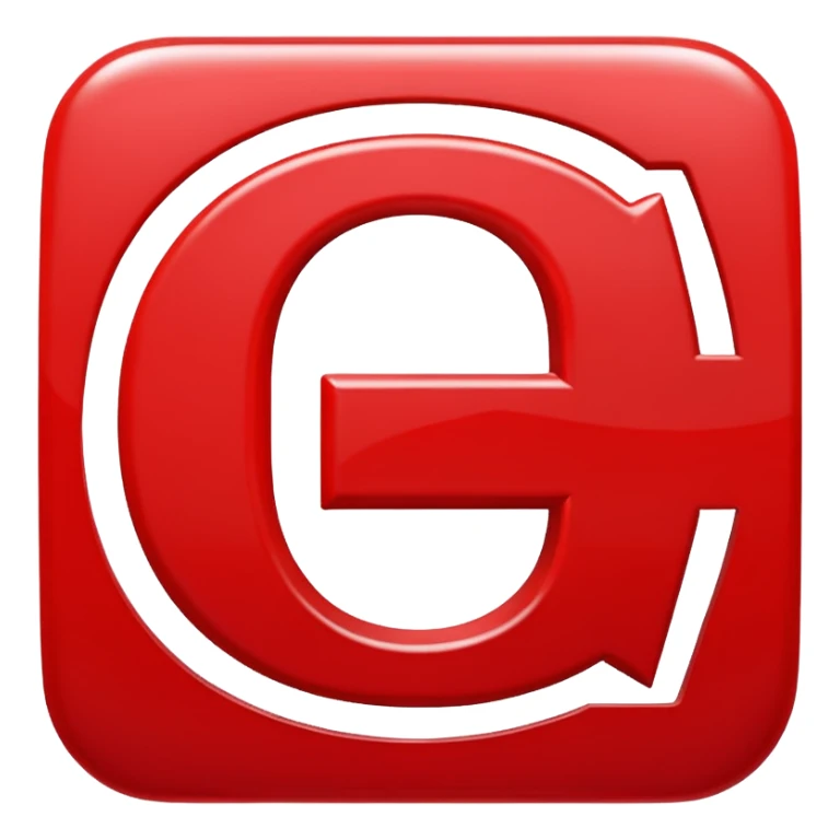 A bold white capital letter "C" in the exact same font and style as the 🅱️ emoji, centered inside a red rounded square, flat emoji design, glossy shiny light reflection on the top left, clean and simple, transparent background, no extra elements sticker