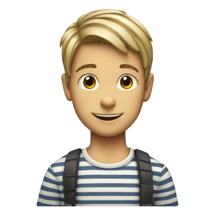 smiling boy in striped shirt sticker