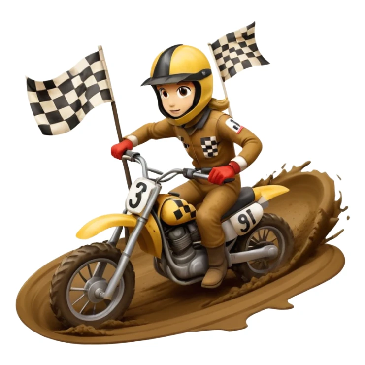 Sliding on mud and crossing the checker flag sticker