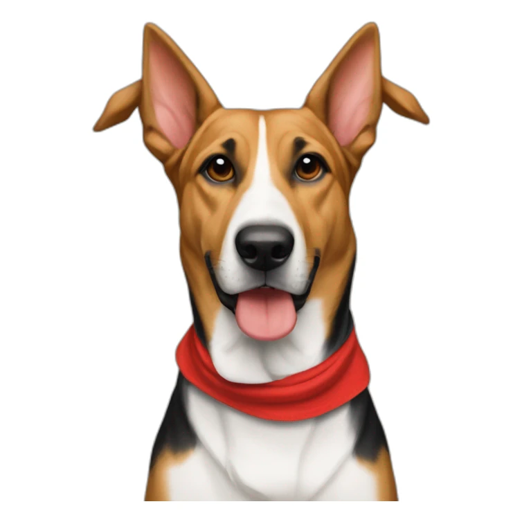 coonhound and German shepherd mix dog wearing small plain red bandana and walking left sticker