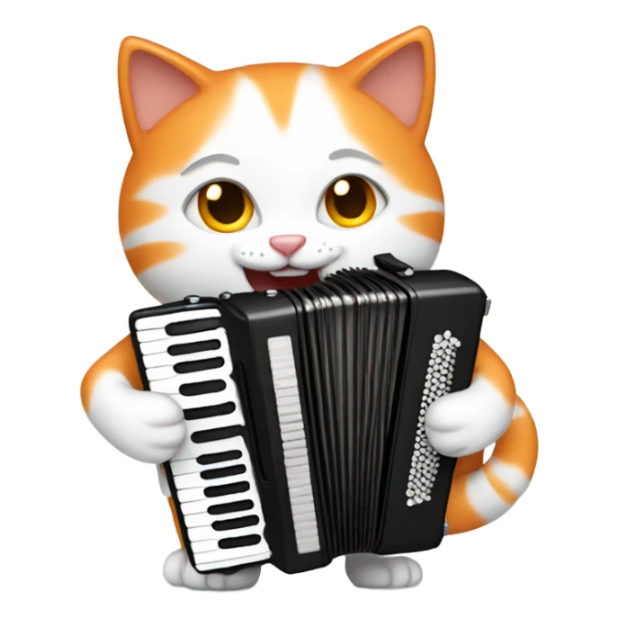 white-orange cat playing the accordion  sticker