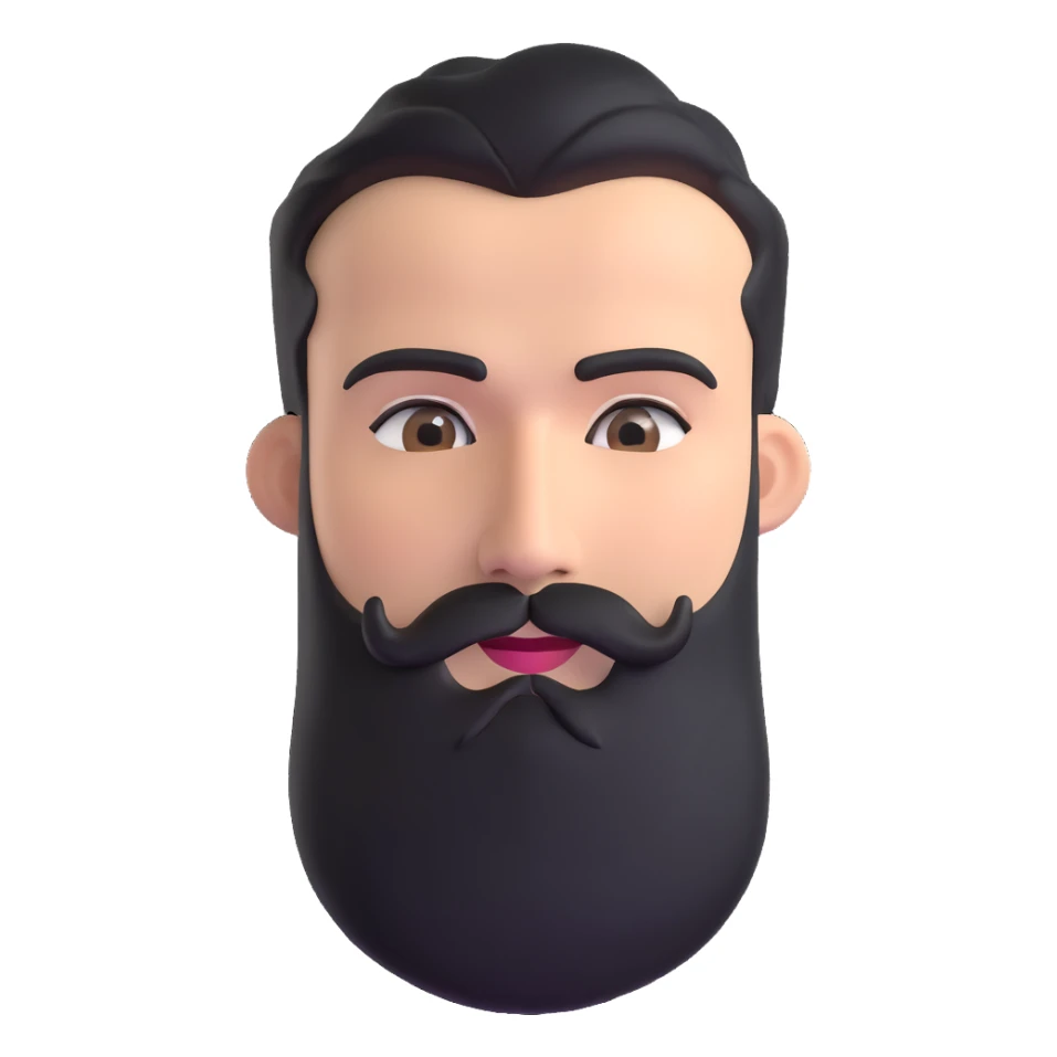 man with thick beard and connected eyebrows that meet in the middle sticker