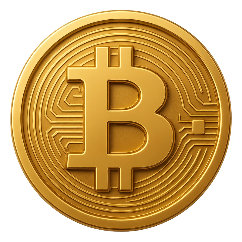 Create a high quality bitcoin coin with smooth edges, polished and production-ready appearance, on a transparent background. sticker