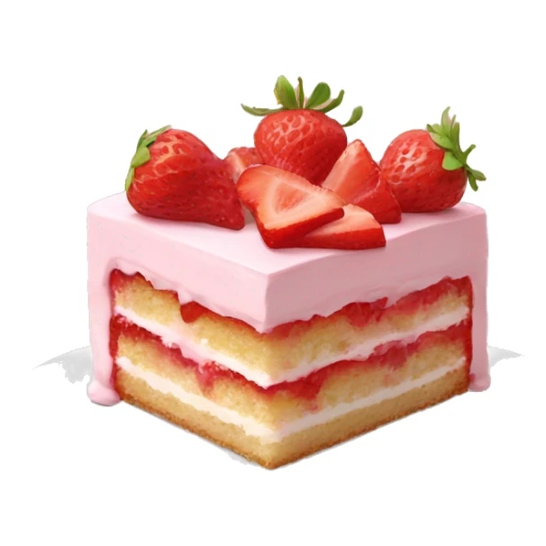 high quality slice of strawberry cake with NO DISH sticker