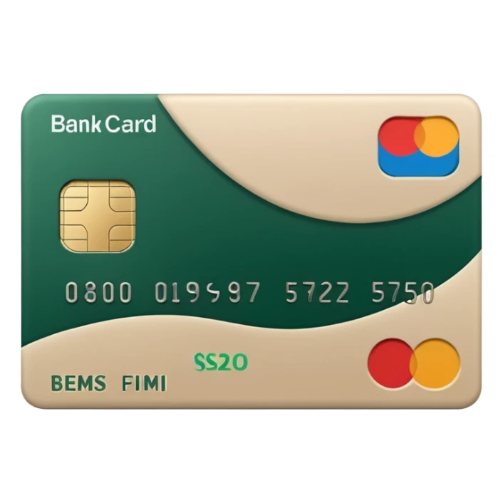 light beige bank card with dark green design elements sticker