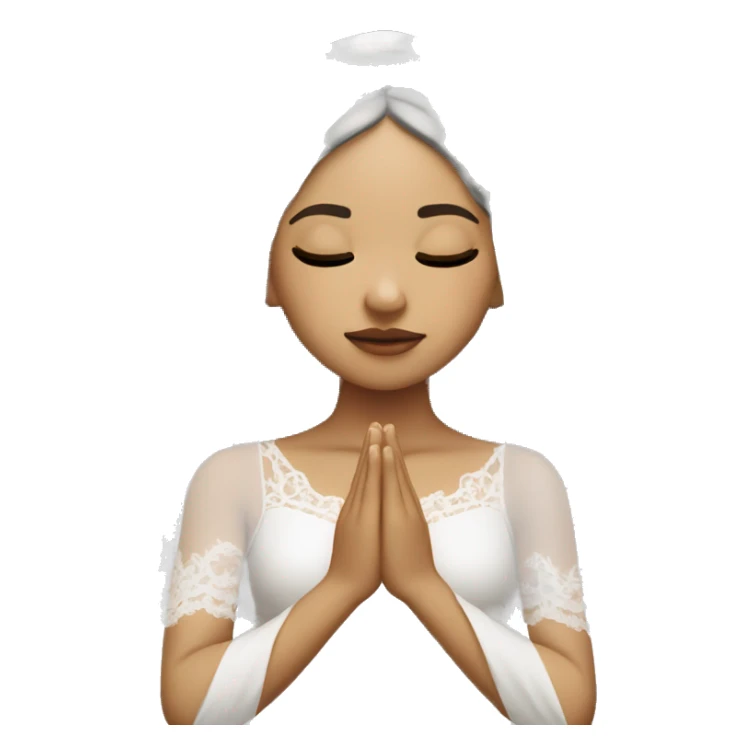Light skin girl praying with eyes closed and lace white veil  sticker