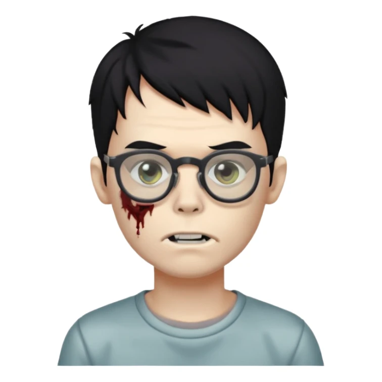 Menino zumbi com cabelo preto de óculos sticker