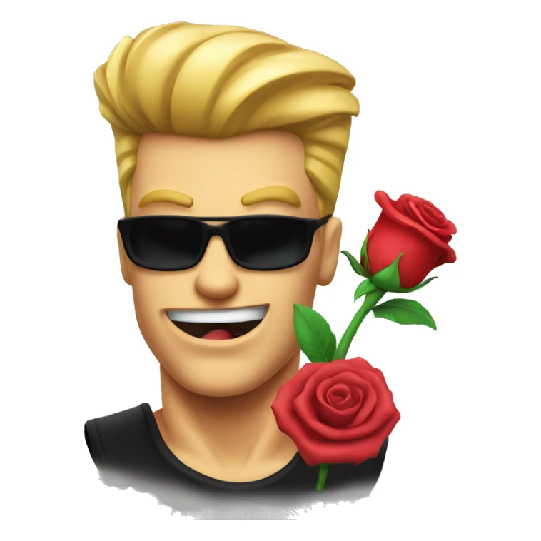 johnny bravo with a rose in his mouth sticker
