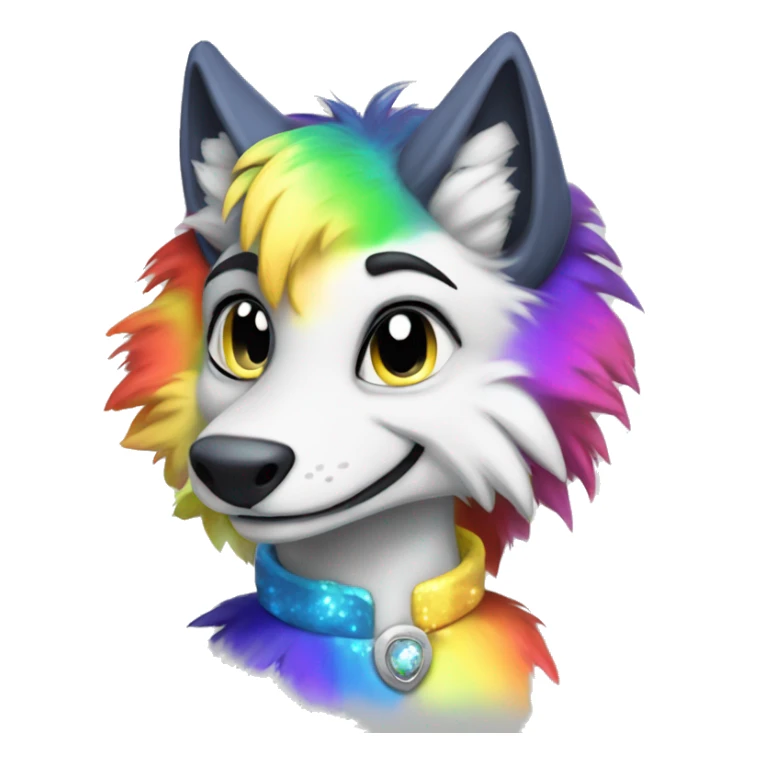 Furry, sparkle, rainbow, animal, anthro, full body, fursona, sergal-protogen sticker