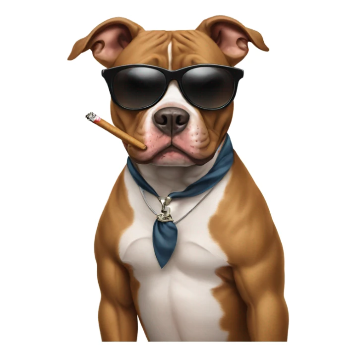 Pitbull with sunglasses smoking a cigarette sticker