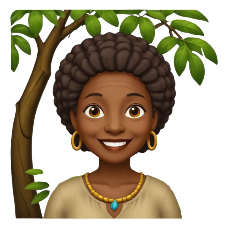 an old black woman with jungle tree sticker