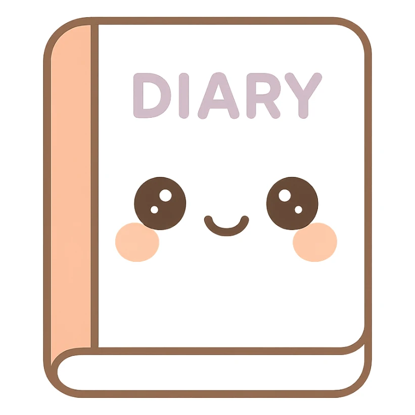 diary, kawaii style, cute face sticker