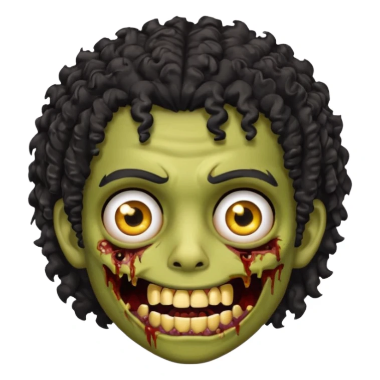 menino com cabelo cacheado preto e olhos marrons, com a boca lembrando a de um zumbi e com grills dourados 🧟 sticker