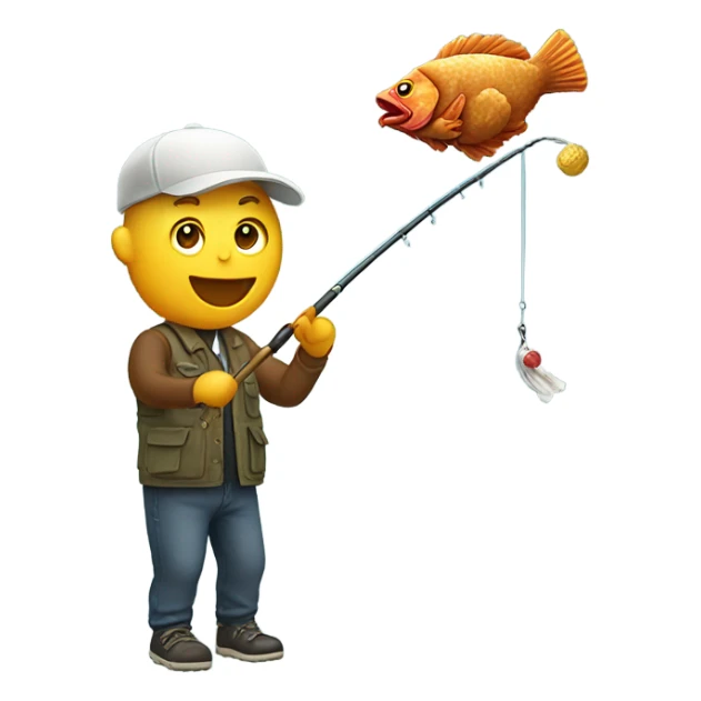 person fishing with fried chicken on the fishing pole sticker