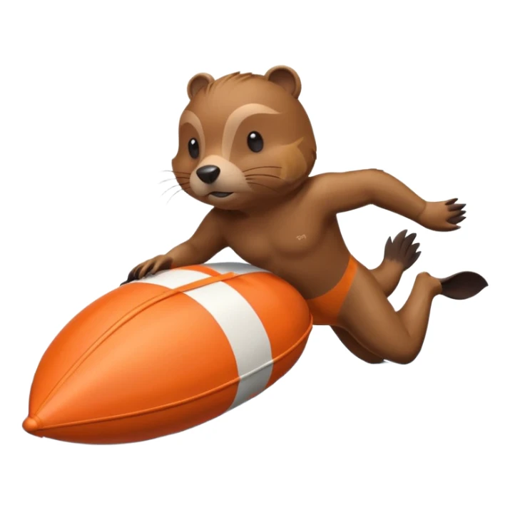 A focused beaver swimmer wearing a racing suit, diving past a floating buoy.


 sticker