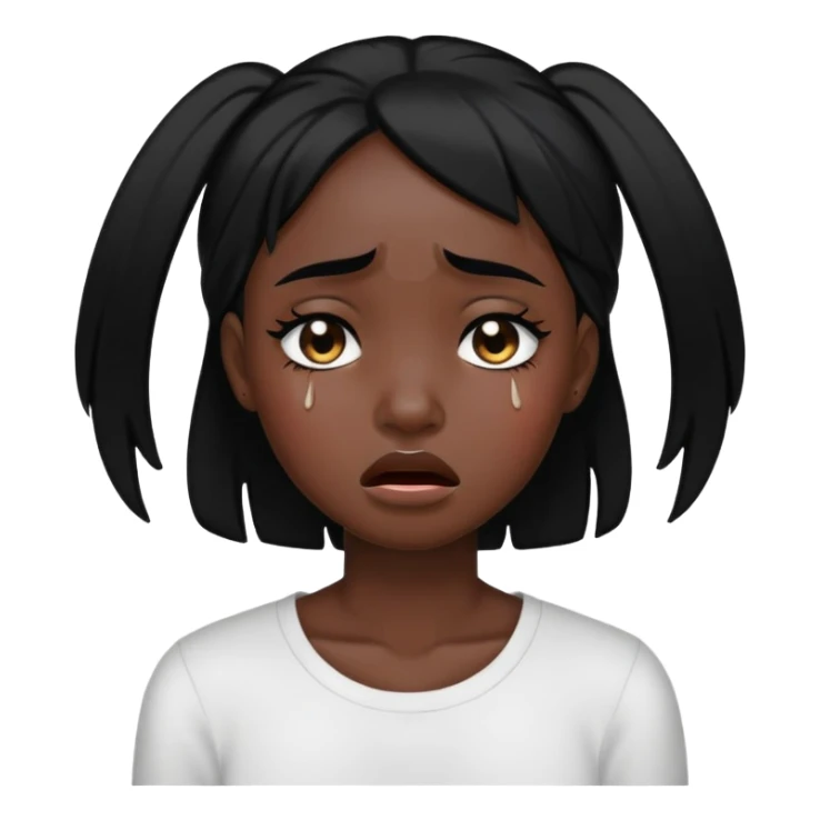 black dark girl with black hair crying 😭  sticker