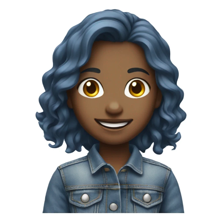 smiling girl in denim outfit sticker